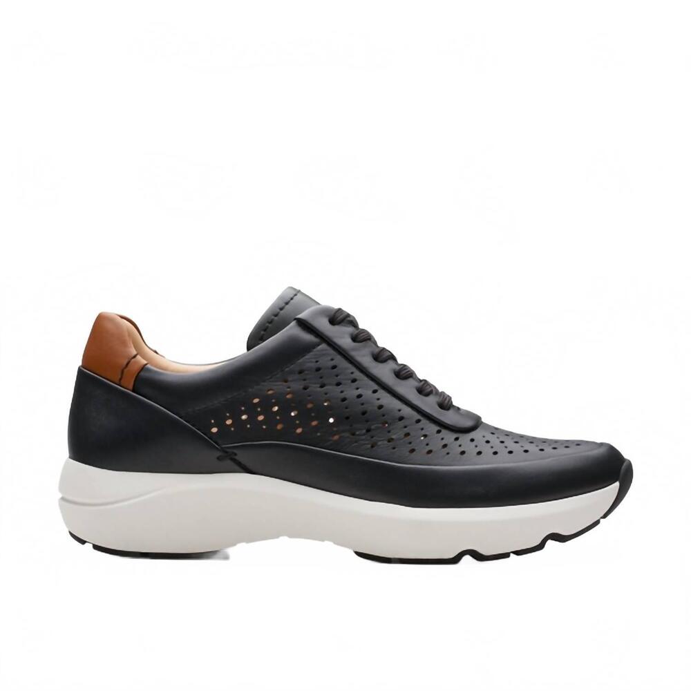 NEW CLARKS women's tivoli grace sneakers in black leather